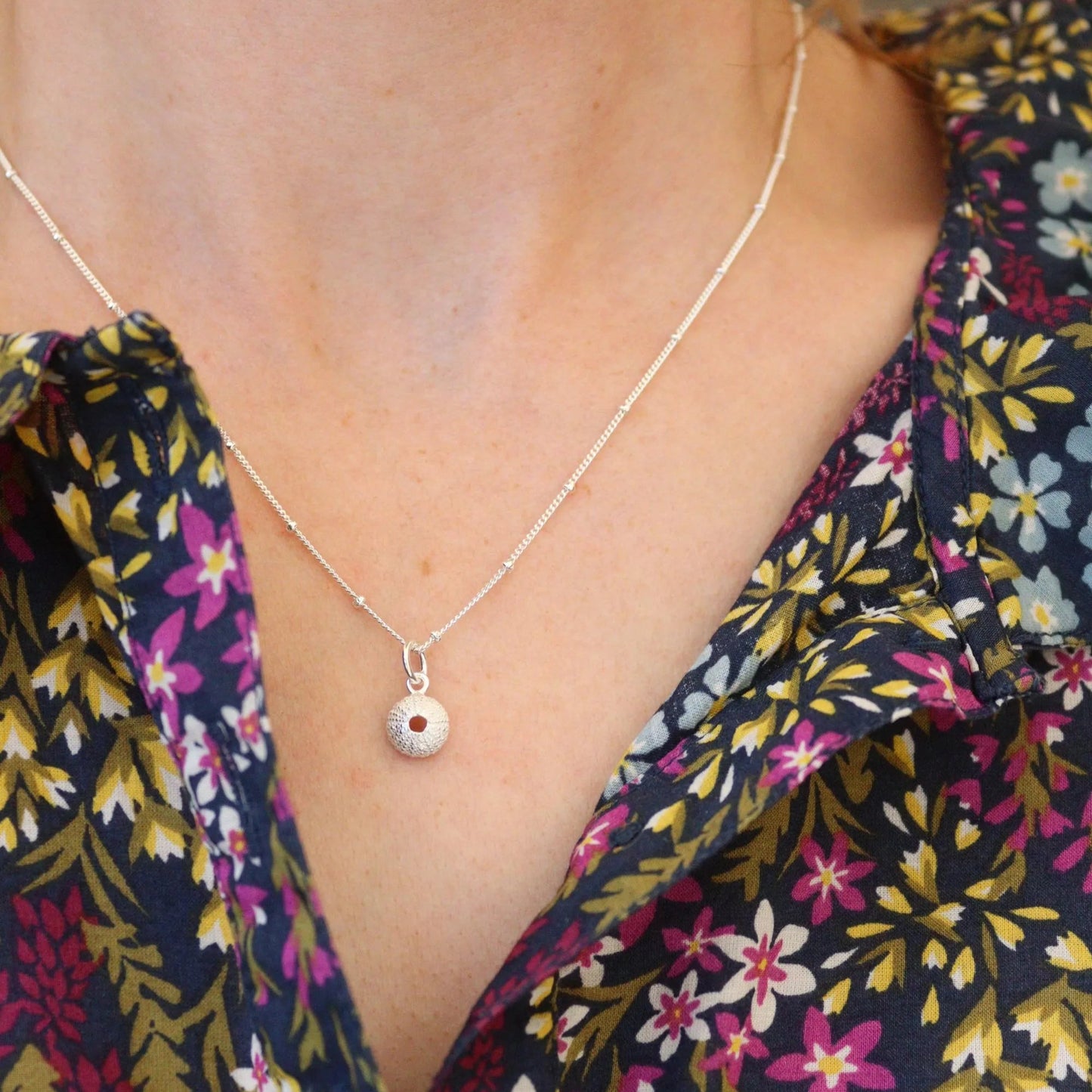 Cornish Silver Sea Urchin Necklace