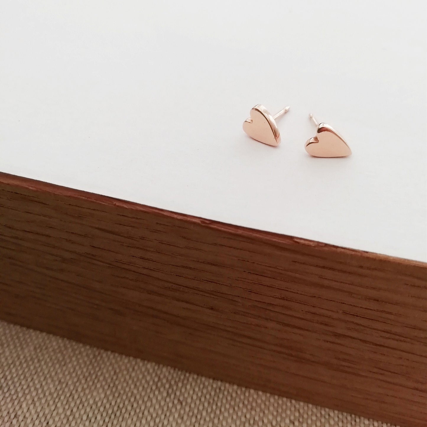 Solid 9ct Gold Love Heart Earrings // Handmade, Hand Pierced 9ct Gold Studs // Chunky Gold Hearts