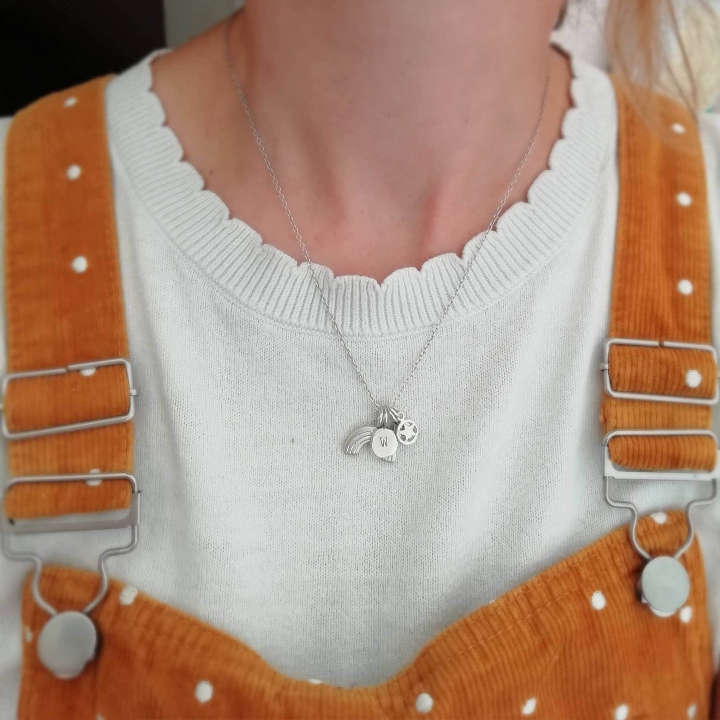 Children's Initials Silver Pebble Necklace