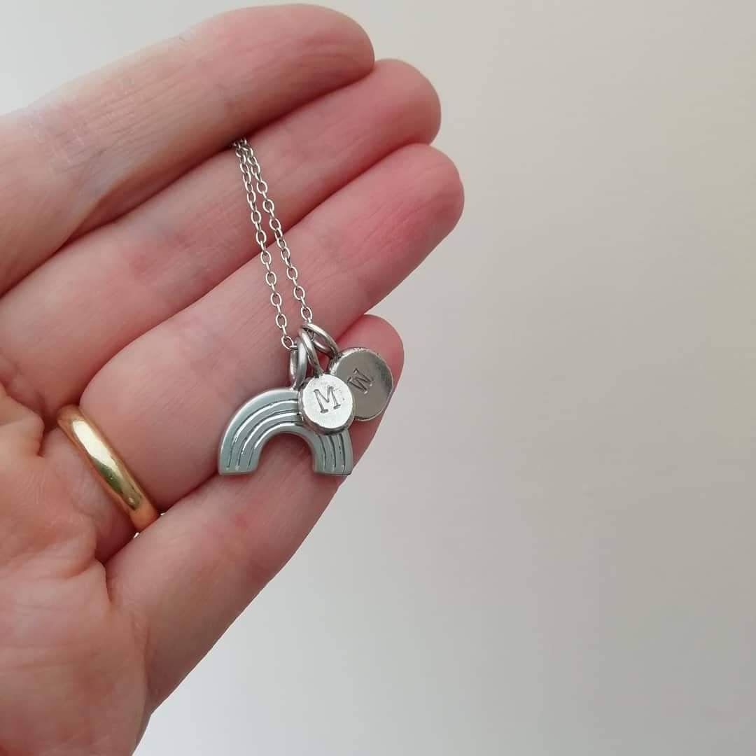 Personalised Silver Rainbow Necklace