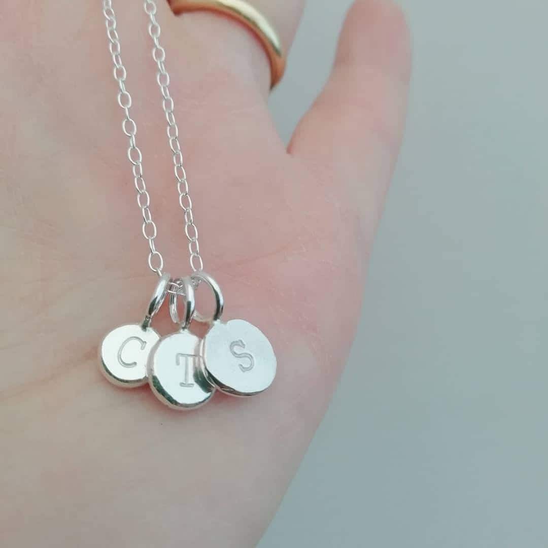 Children's Initials Silver Pebble Necklace