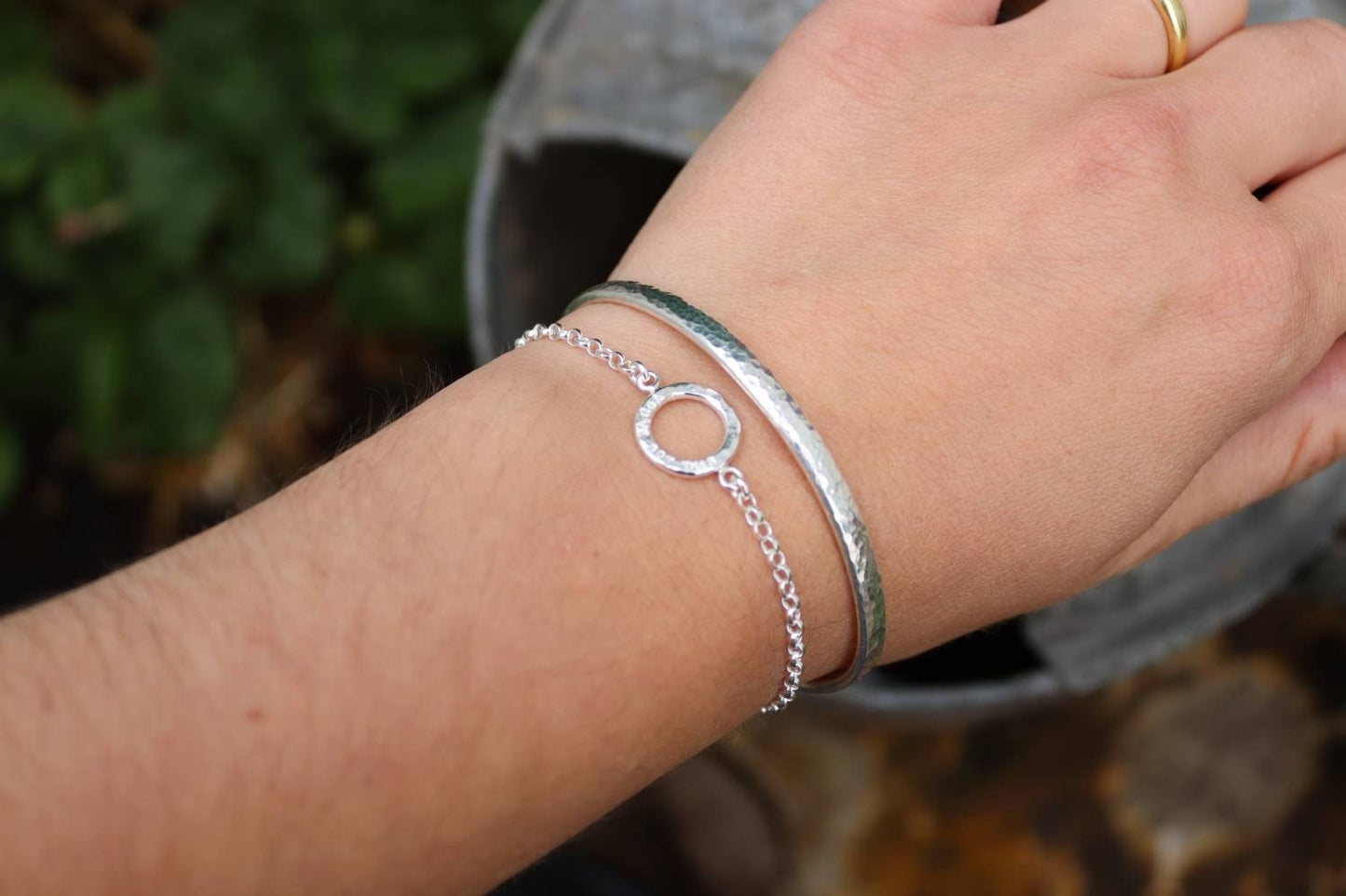 Love You To The Moon Silver Circle Message Bracelet