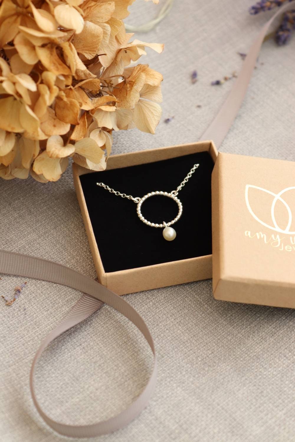 Beaded Circle Necklace With Pearl Drop