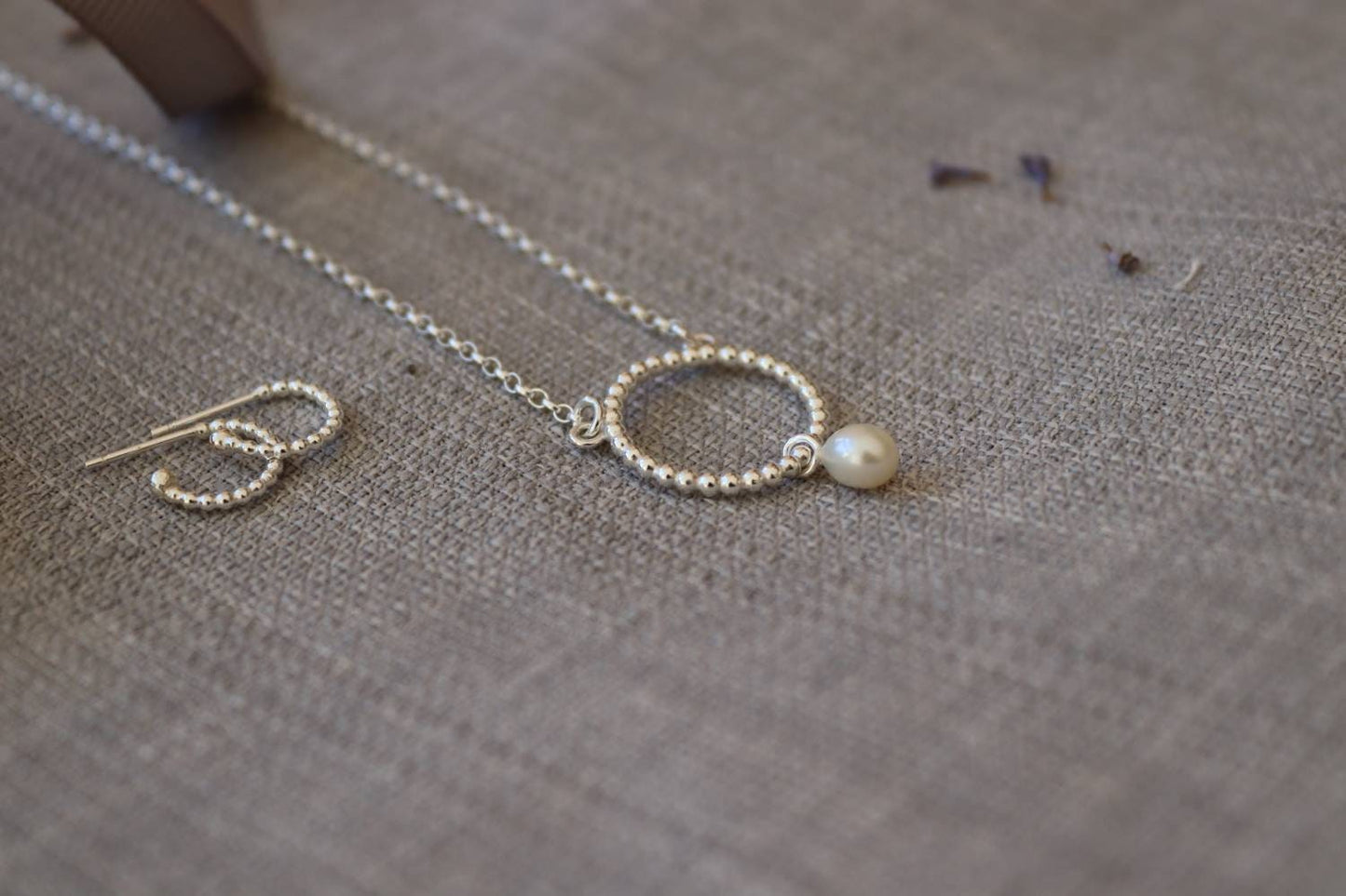Beaded Circle Necklace With Pearl Drop