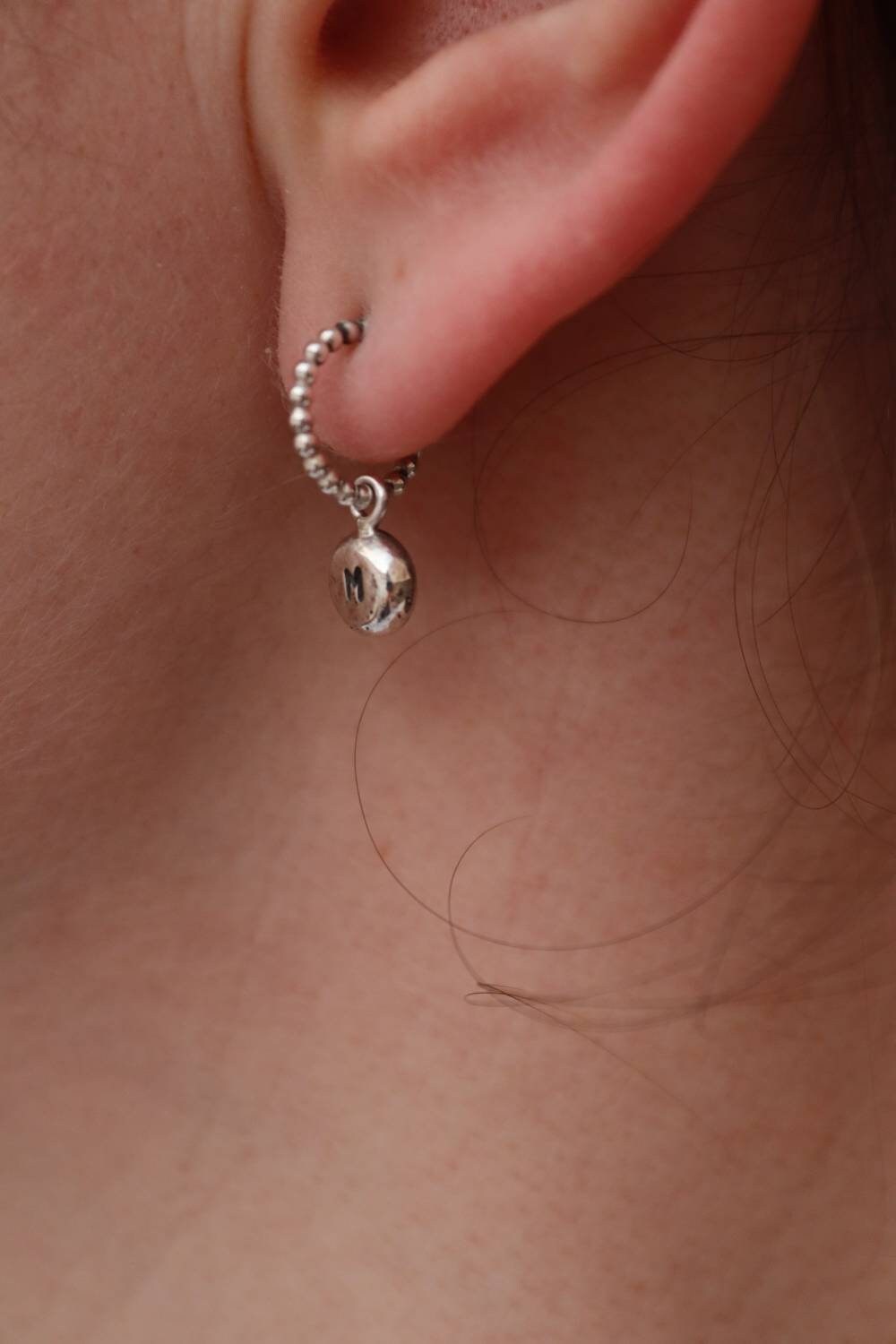 Personalised Silver Huggies with Dangles