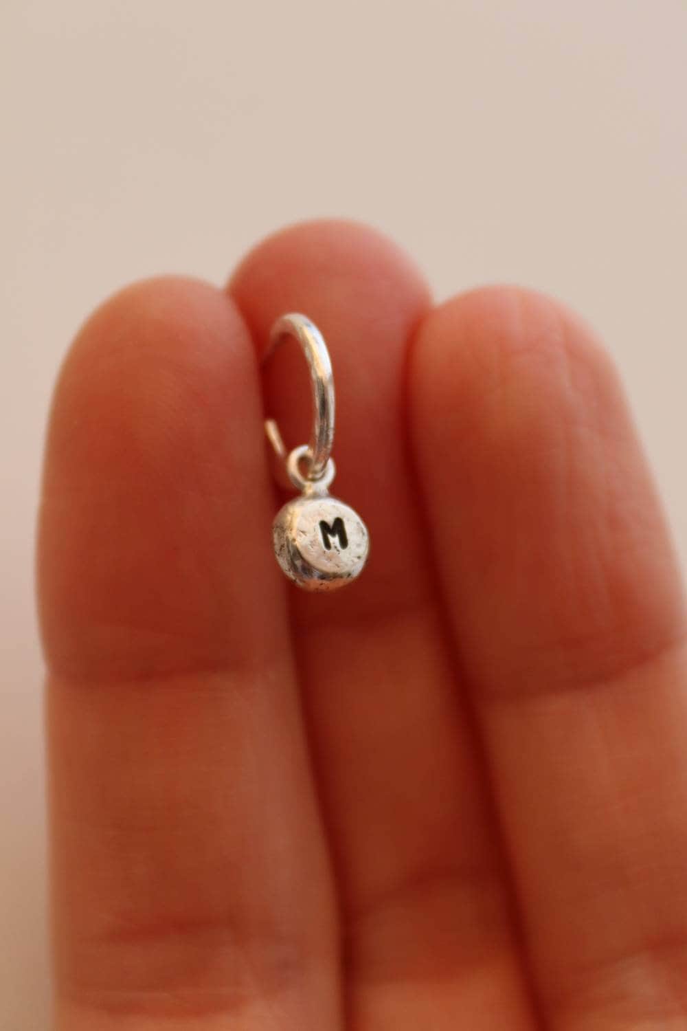 Personalised Silver Huggies with Dangles