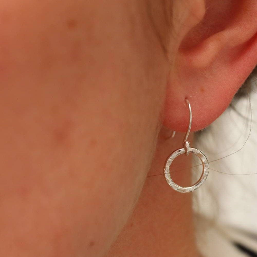 Dangly Silver Circle Earrings