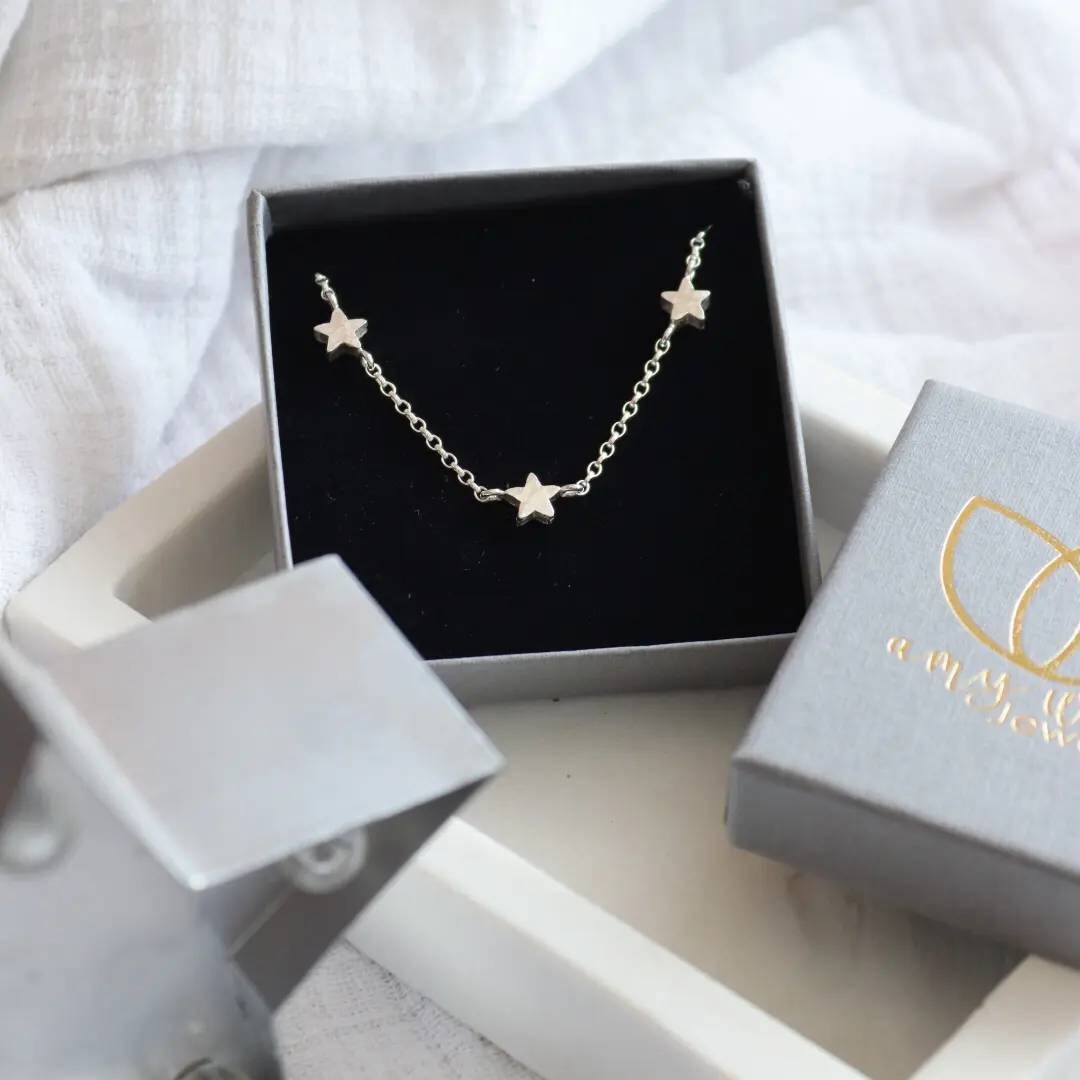 Star Necklace / Star Chain / Sterling Silver Star Charms symbolising birthdays and children