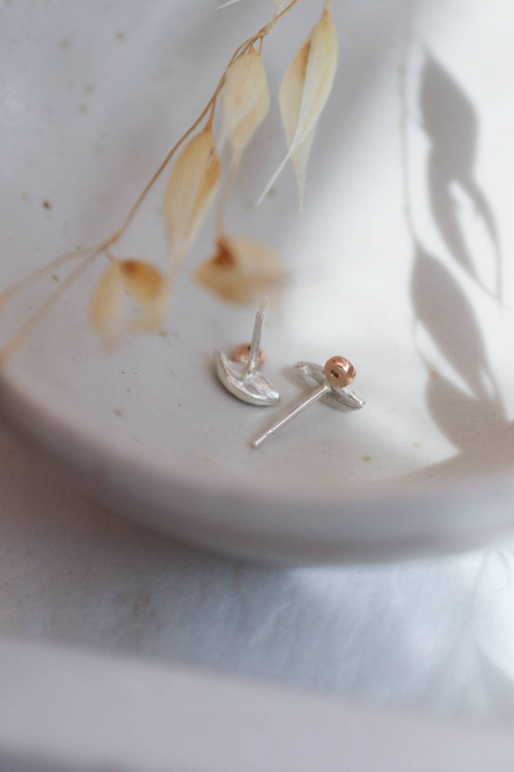Diamond Gold and Silver Leaf Studs