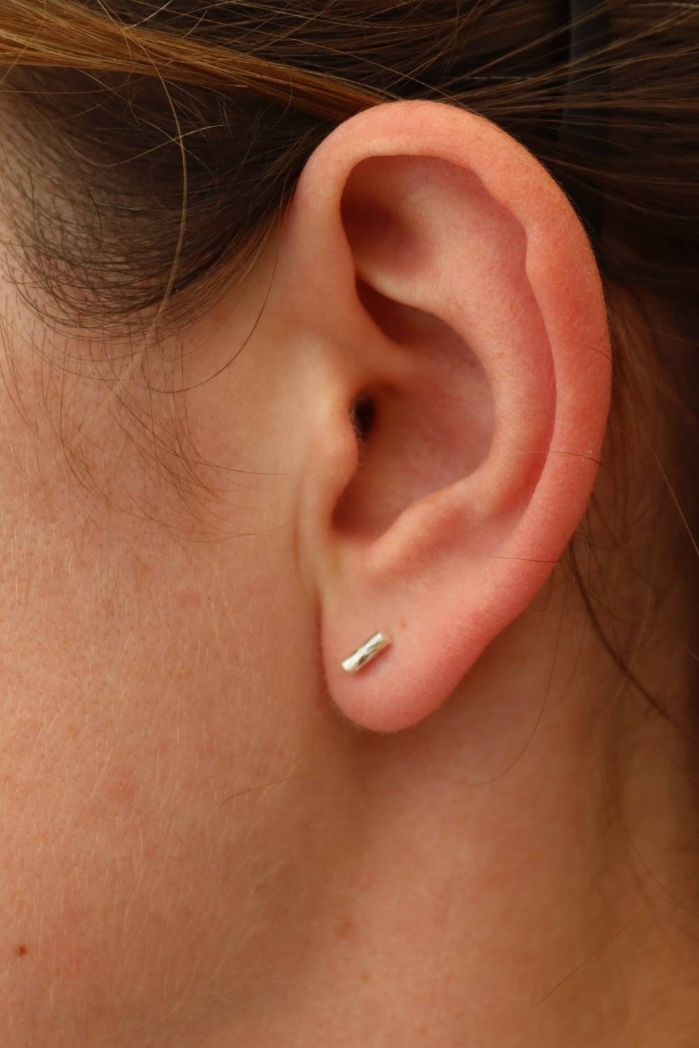 Silver Hammered Bar Studs