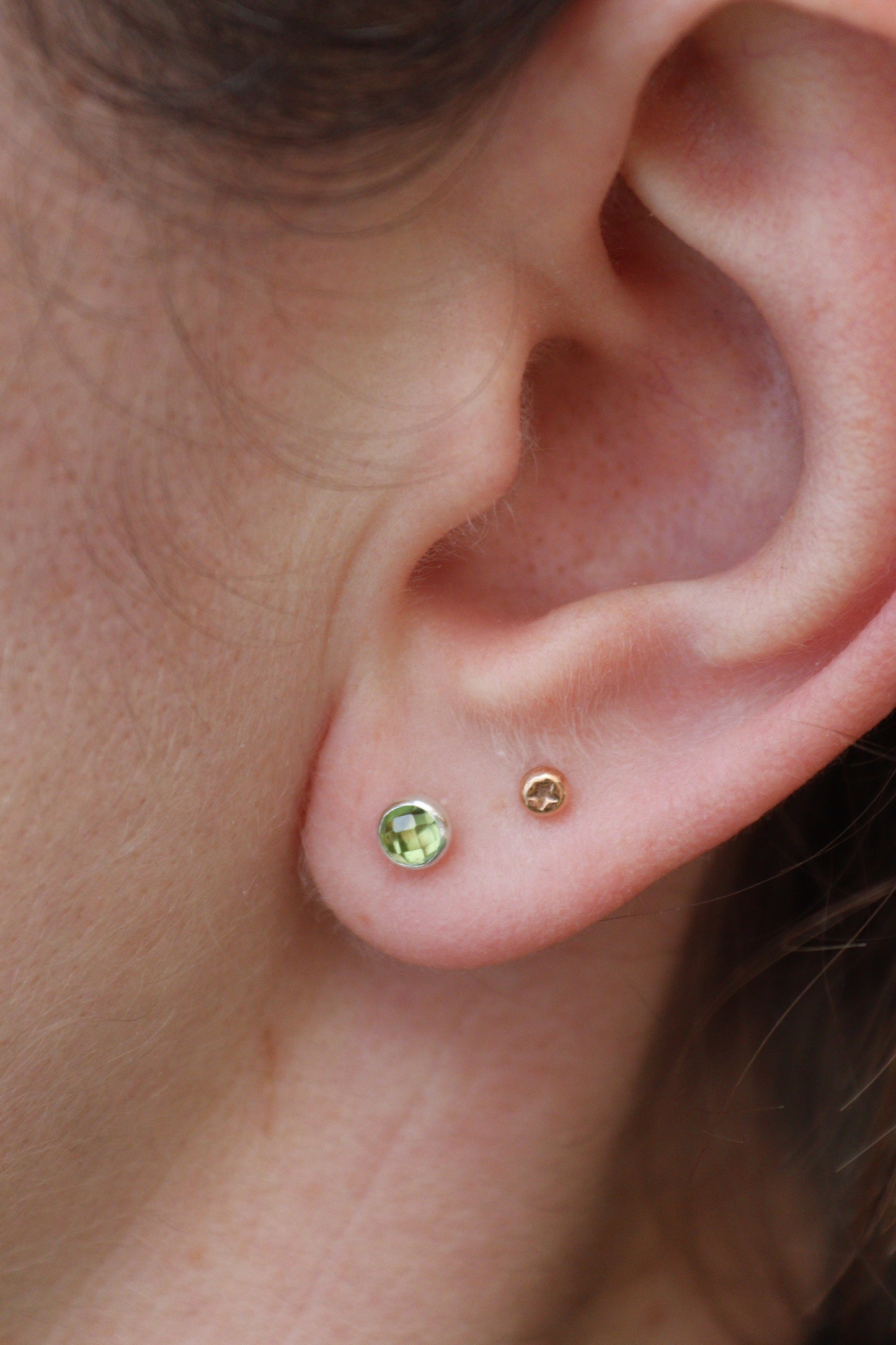 Peridot Stud Earrings in Silver - August Birthstone