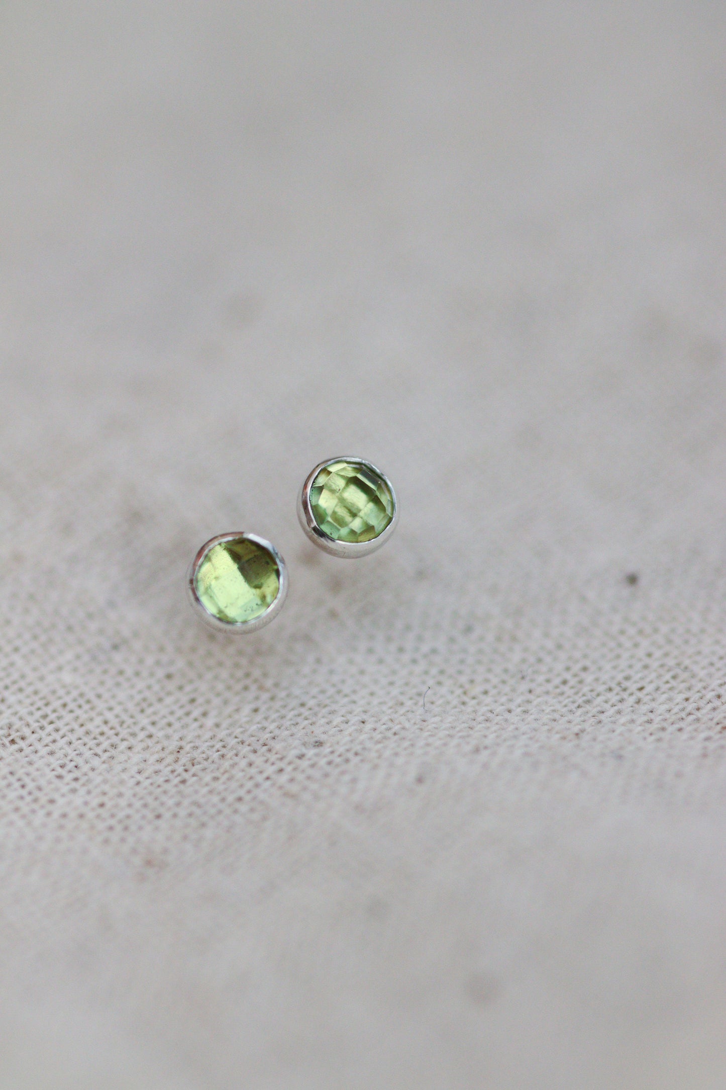 Peridot Stud Earrings in Silver - August Birthstone