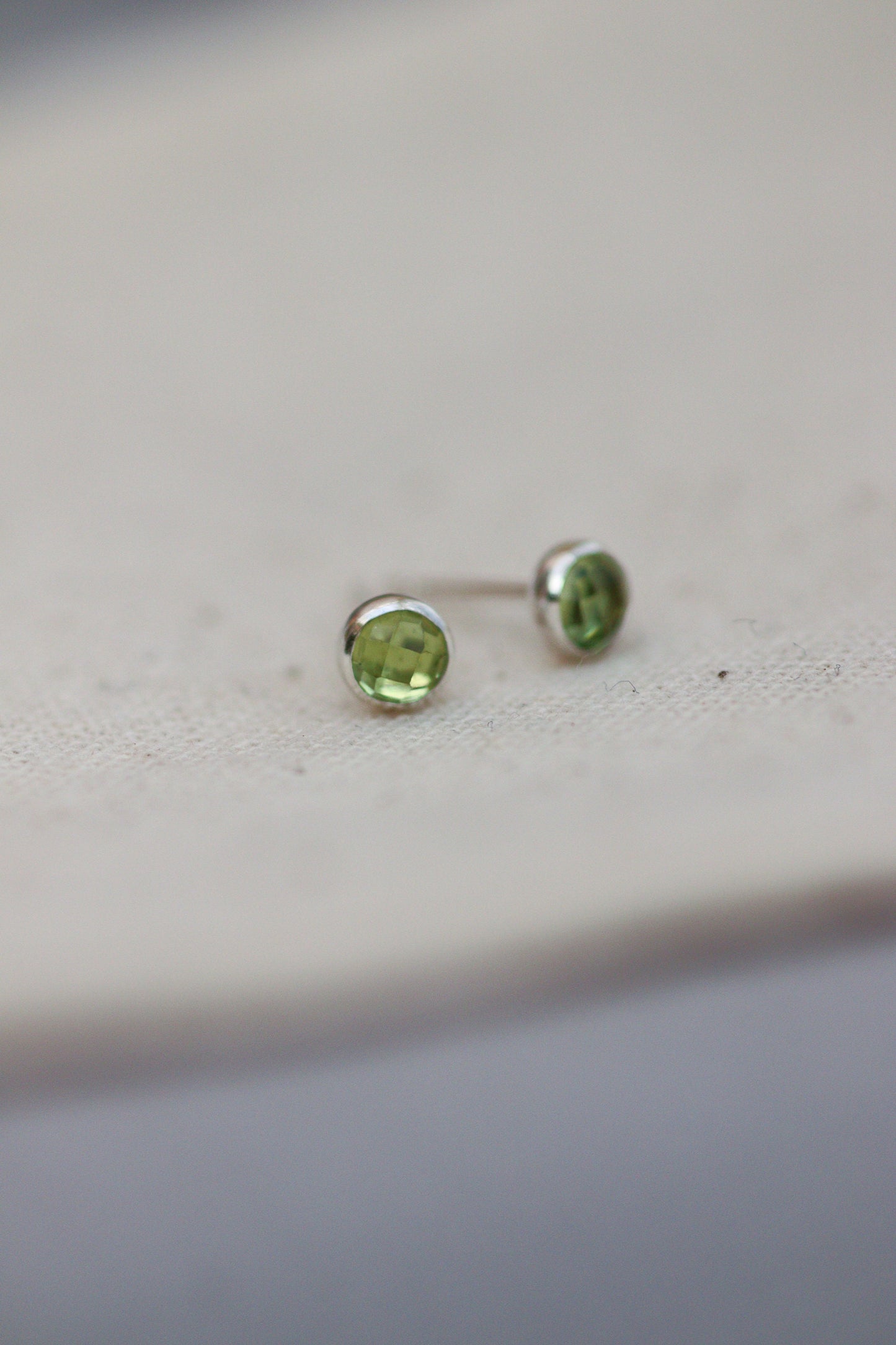 Peridot Stud Earrings in Silver - August Birthstone