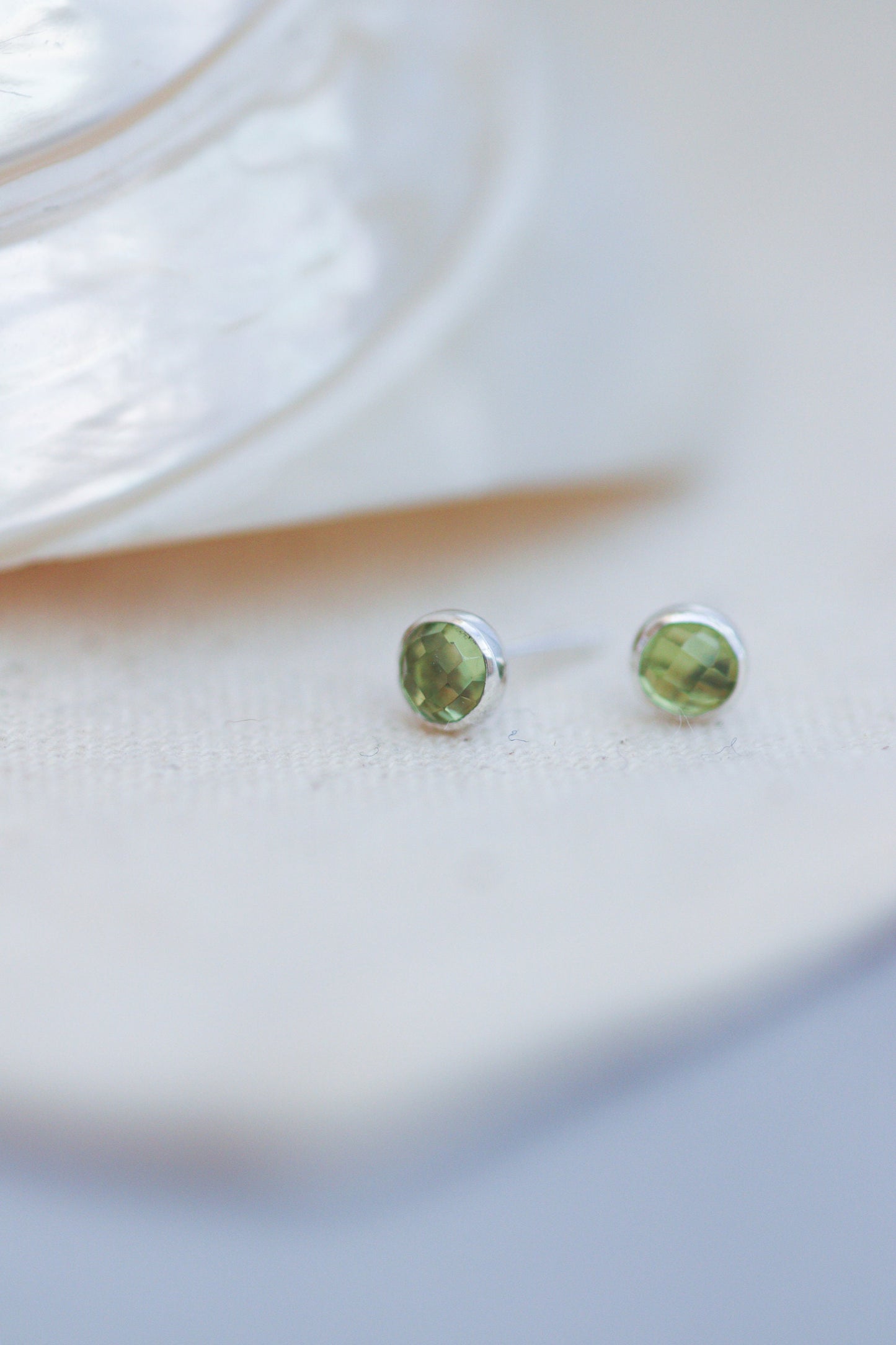 Peridot Stud Earrings in Silver - August Birthstone