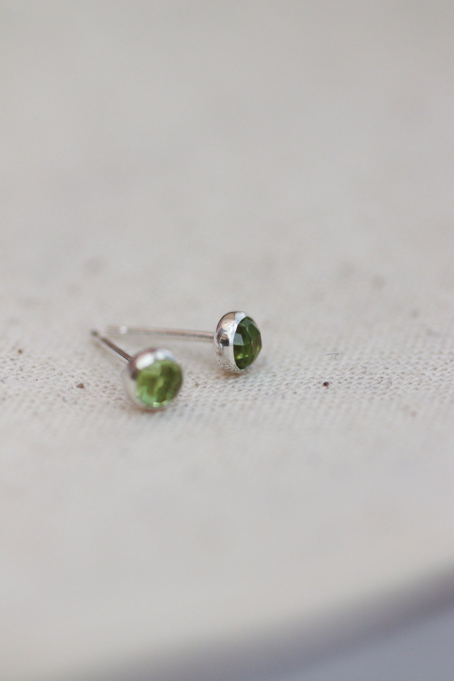 Peridot Stud Earrings in Silver - August Birthstone