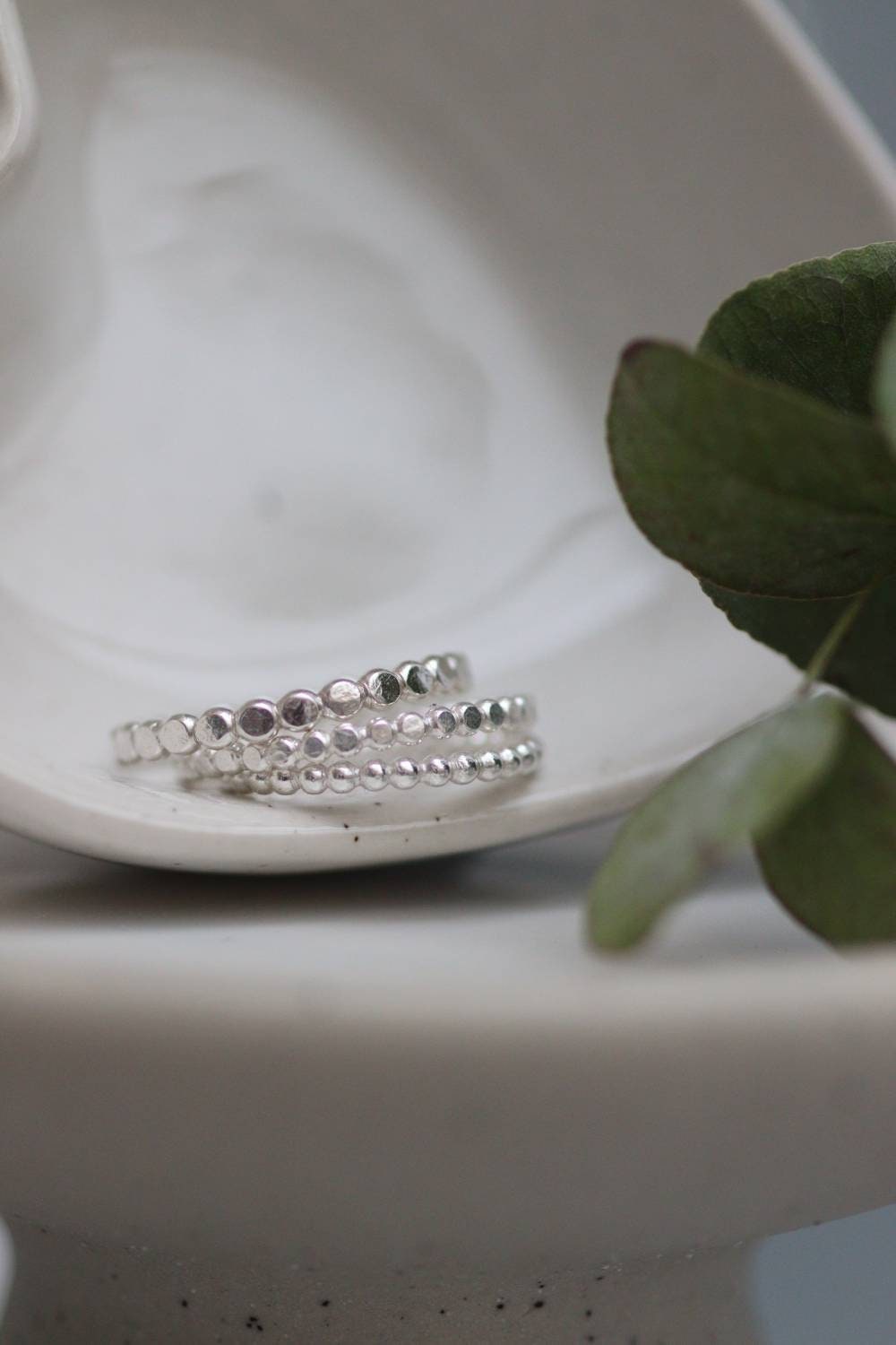 Silver Tiny Dot Stacking Ring