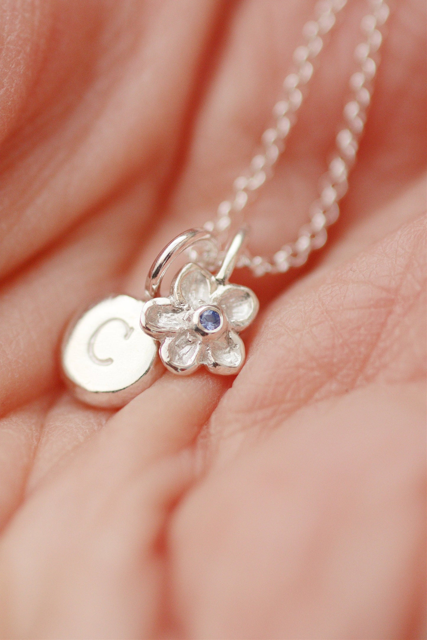 Forget-me-not Silver Necklace With Blue Sapphire