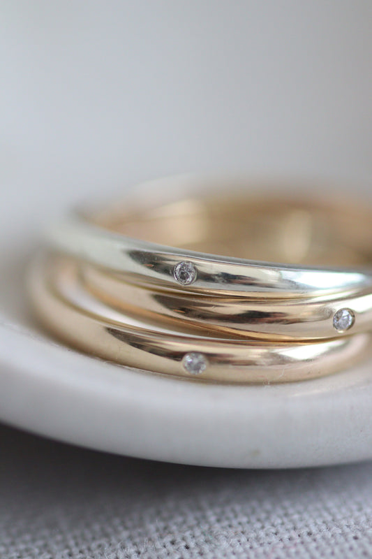 Creating a Tri-Colour Trilogy Ring from Broken Jewellery