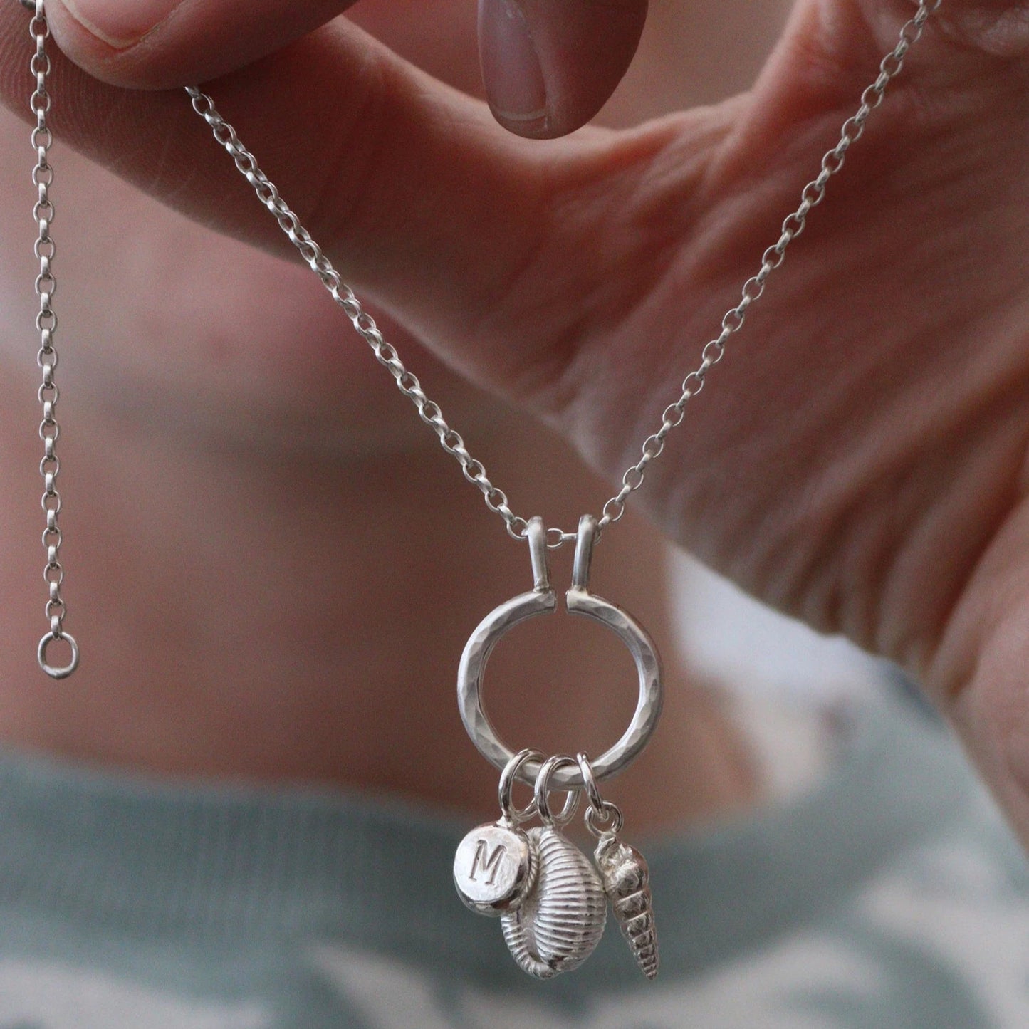 Solid Silver Cowrie Charm Necklace