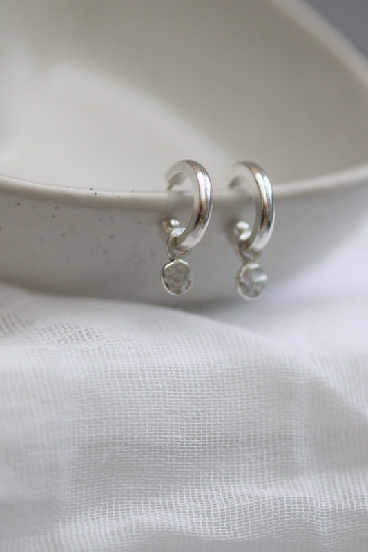 Silver Huggie Hoops with Removable Confetti Drops