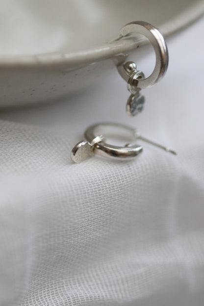 Silver Huggie Hoops with Removable Confetti Drops