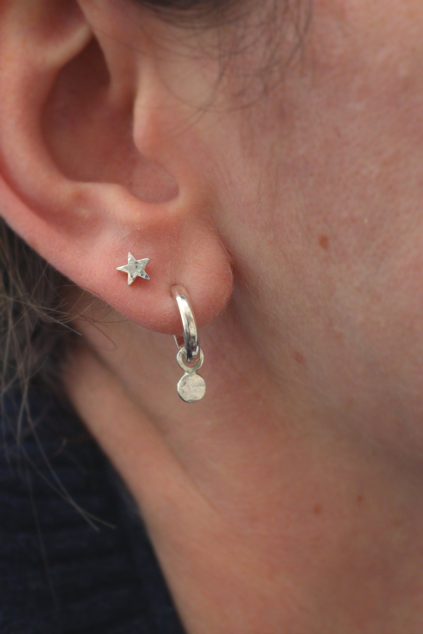 Silver Huggie Hoops with Removable Confetti Drops