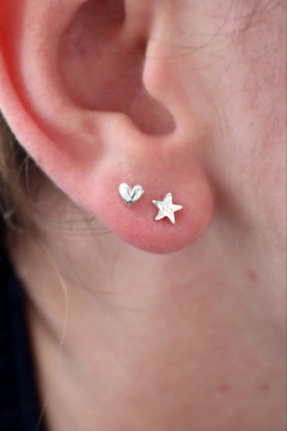 Small Silver Heart Studs