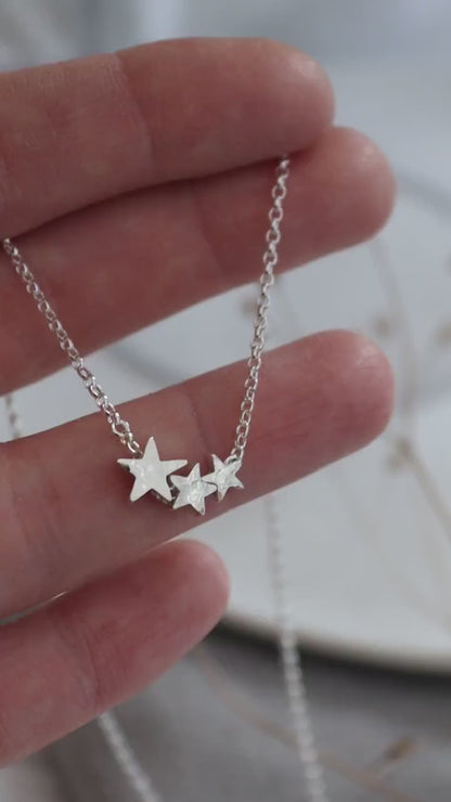 Personalised Silver Star Trilogy Necklace