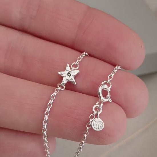 Personalised silver star bracelet by amy wallis jewellery