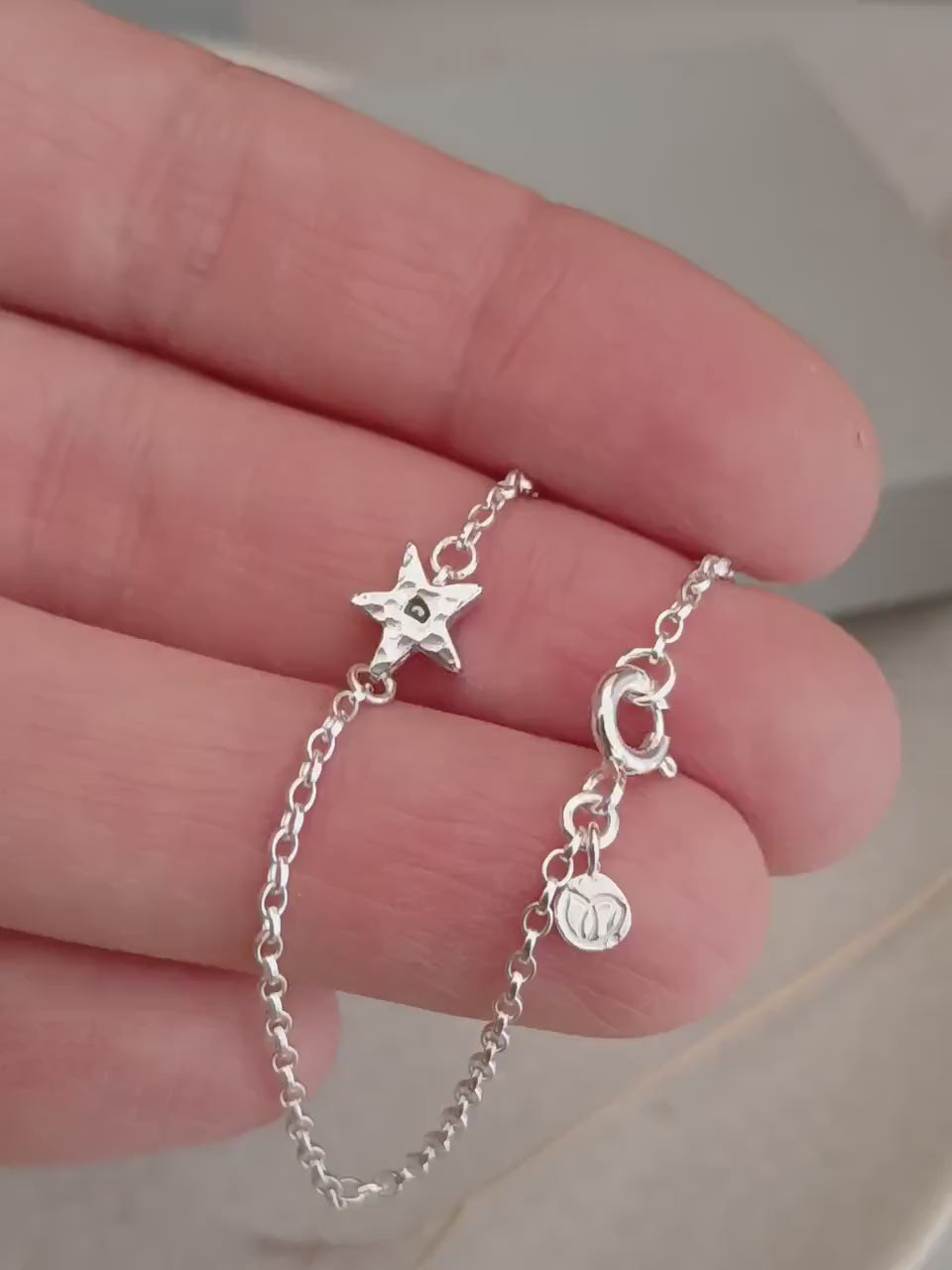 Personalised silver star bracelet by amy wallis jewellery