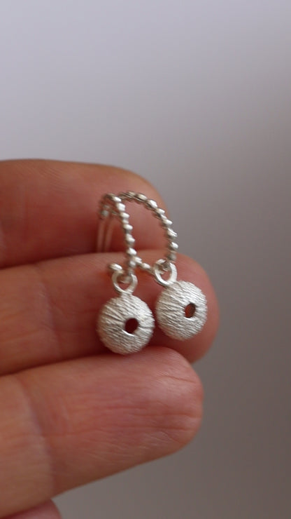 Recycled Silver Sea Urchin Earrings - Huggie Hoops