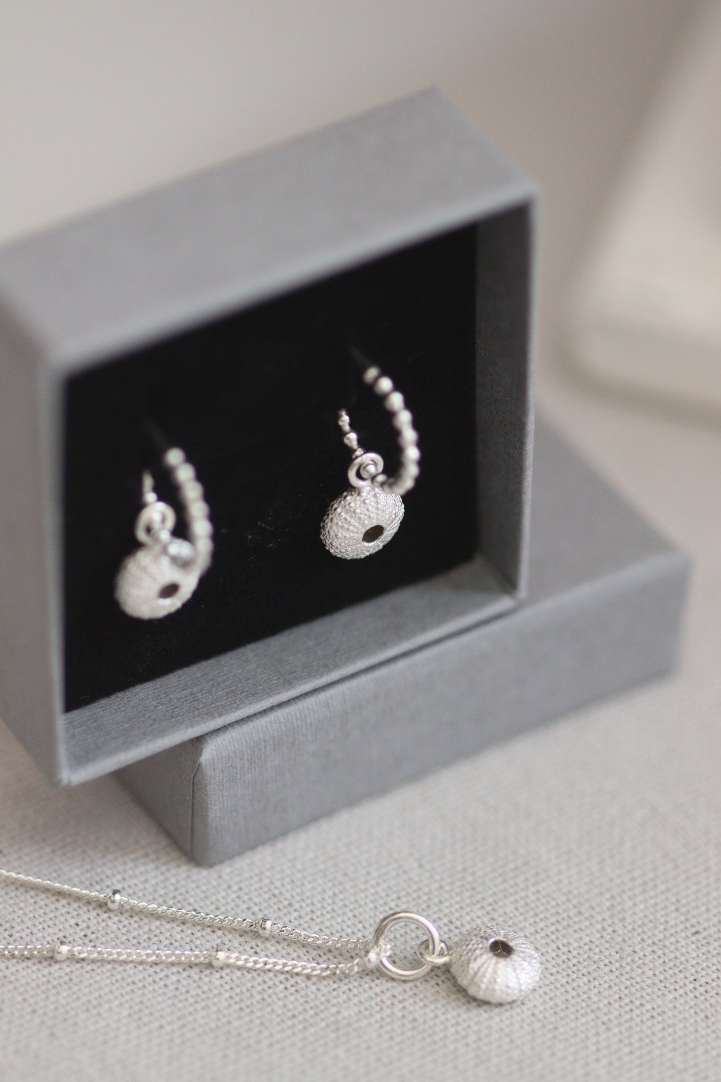 Recycled Silver Sea Urchin Earrings - Huggie Hoops