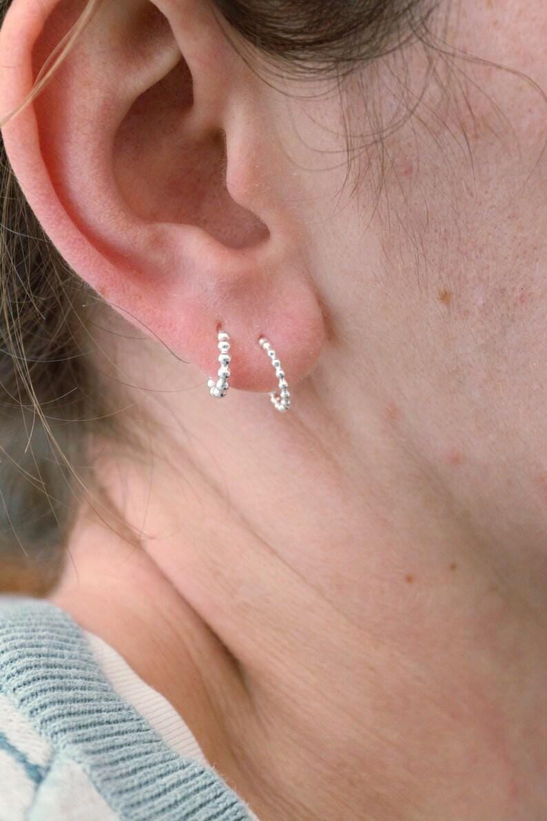 Recycled Silver Sea Urchin Earrings - Huggie Hoops