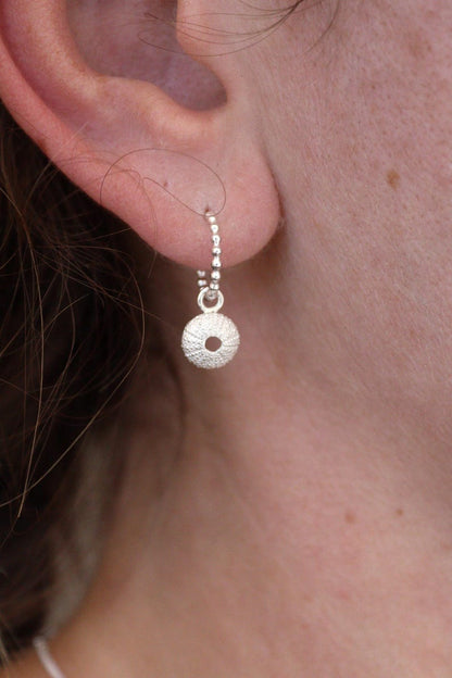 Recycled Silver Sea Urchin Earrings - Huggie Hoops