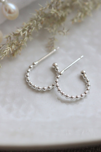 Recycled Silver Sea Urchin Earrings - Huggie Hoops