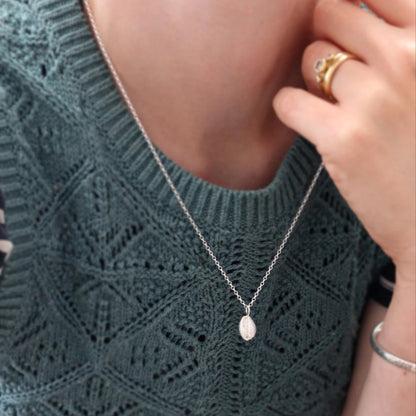 Solid Silver Cowrie Charm Necklace