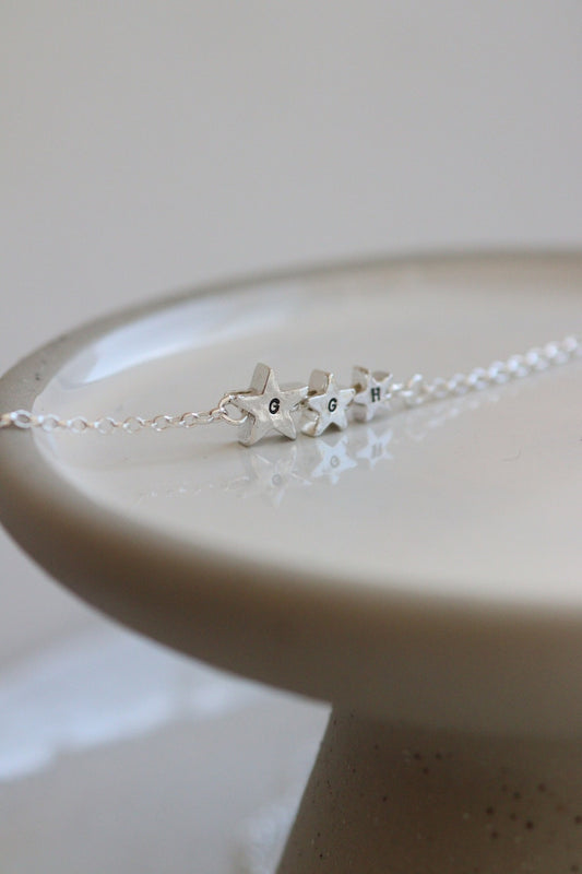 Personalised Silver Star Trilogy Necklace