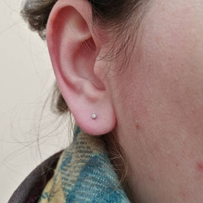 Tiny Silver Dot Studs