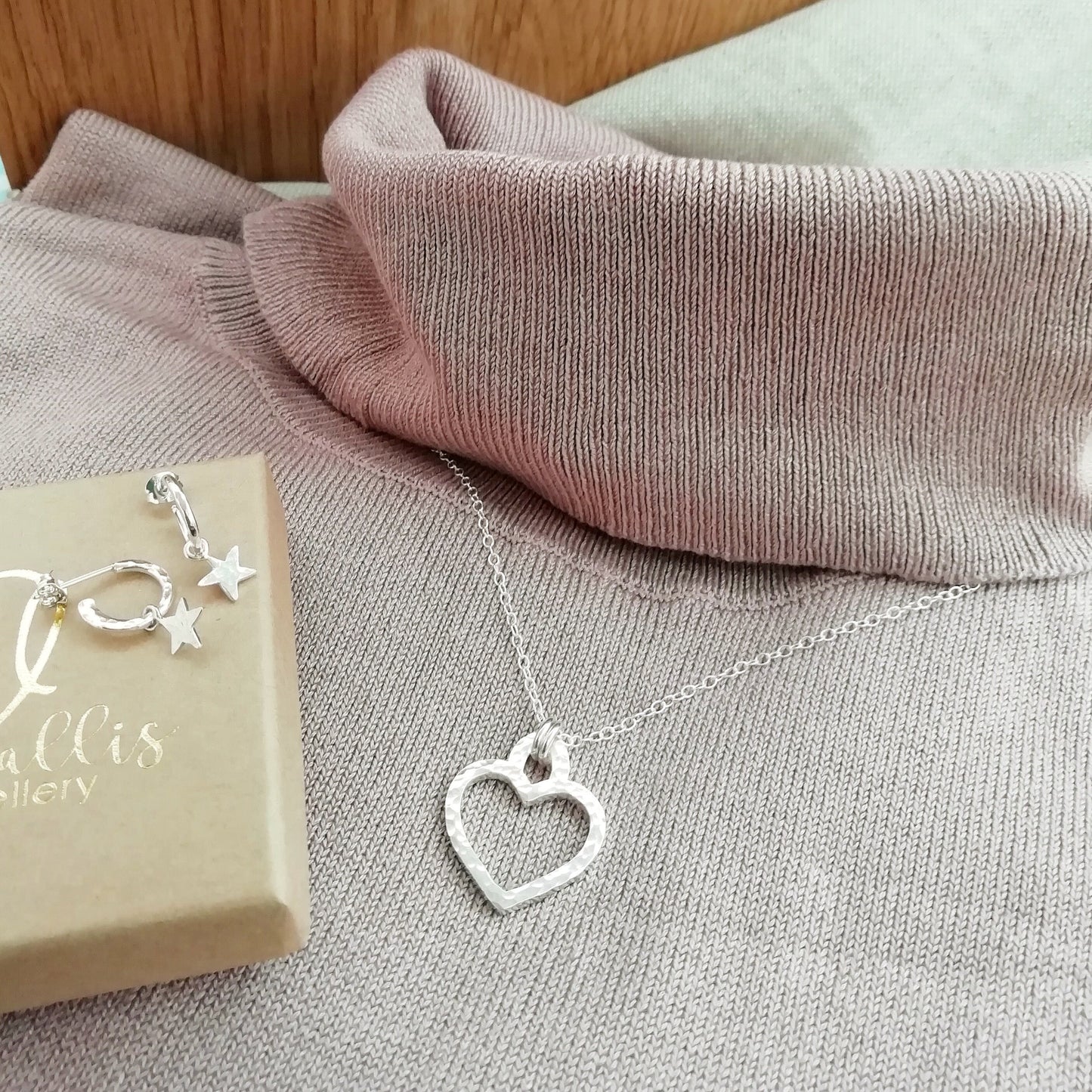 Silver Hammered Heart Necklace