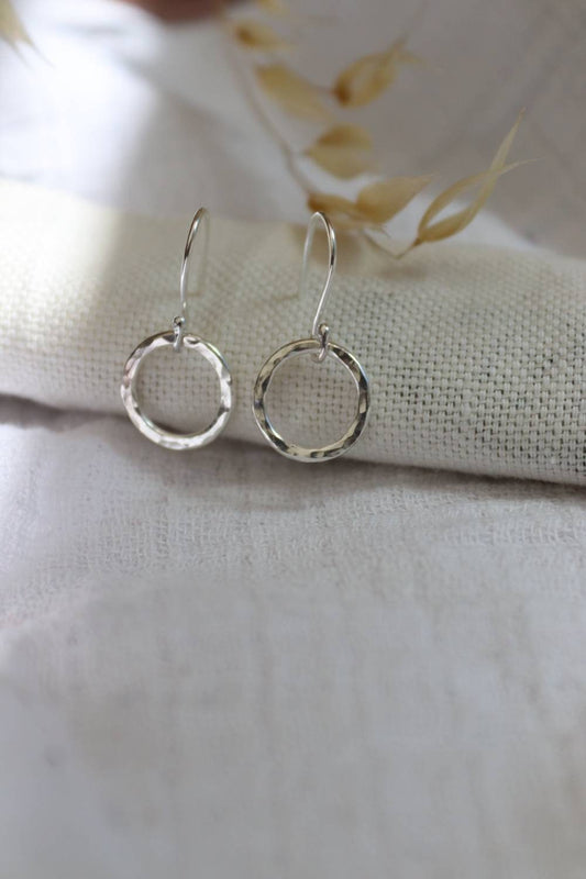 Dangly Silver Circle Earrings