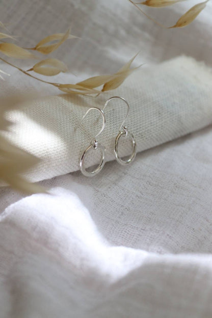 Dangly Silver Circle Earrings
