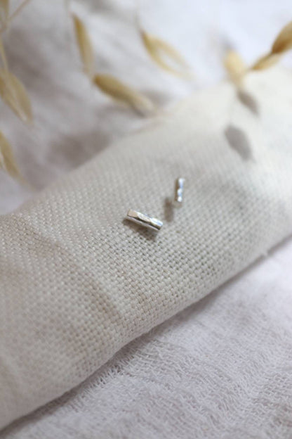 Silver Hammered Bar Studs