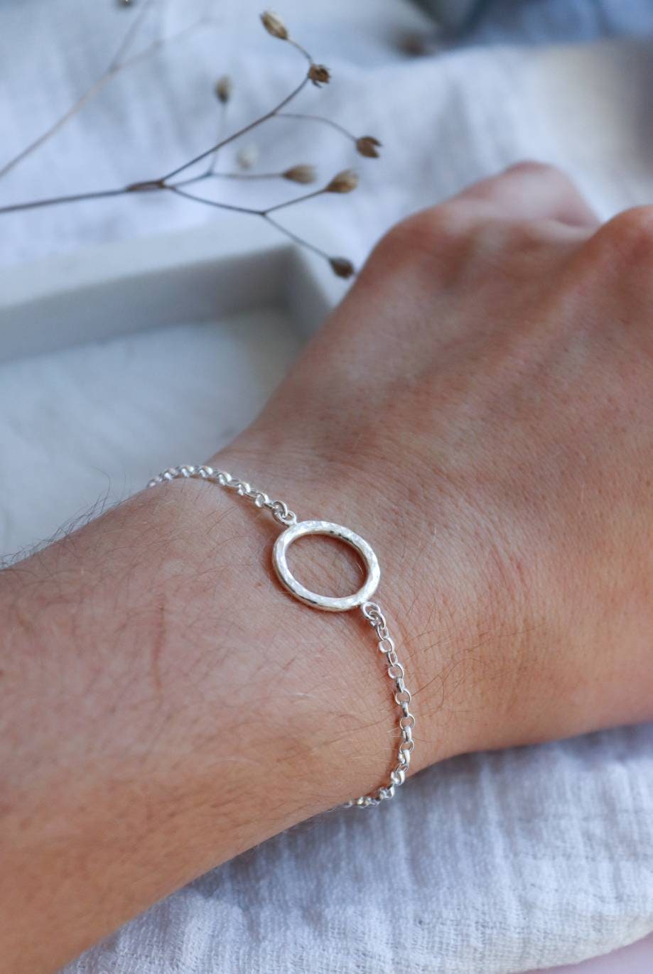 Silver Circle Message Bracelet