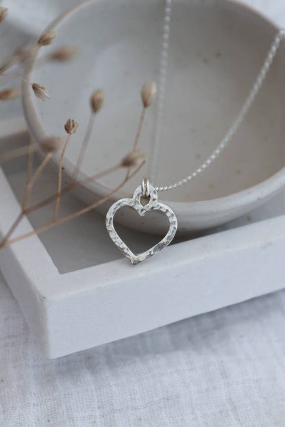 Silver Hammered Heart Necklace