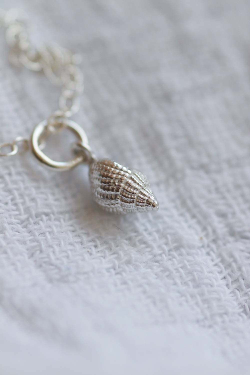 Tiny Silver Dorset Seashell Necklace /British Mudeford Whelk Seashell in Sterling Silver
