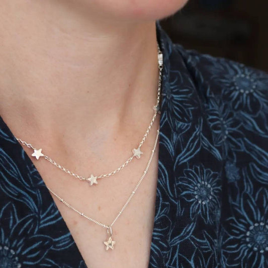 Star Necklace / Star Chain / Sterling Silver Star Charms symbolising birthdays and children