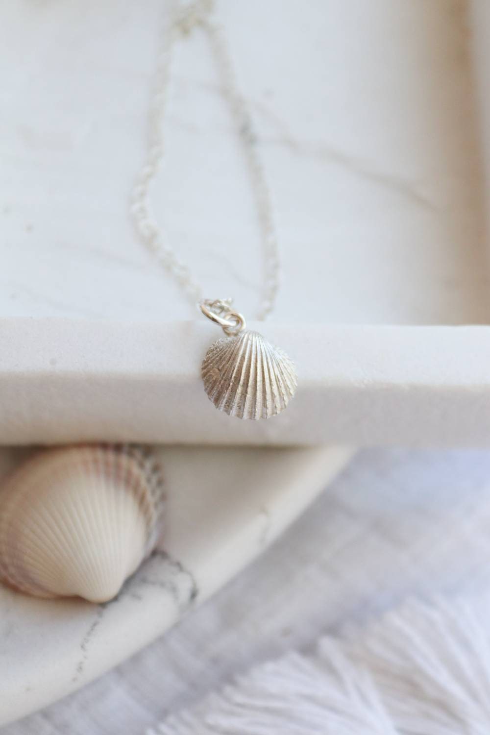Silver Cornish Cockle Shell Necklace