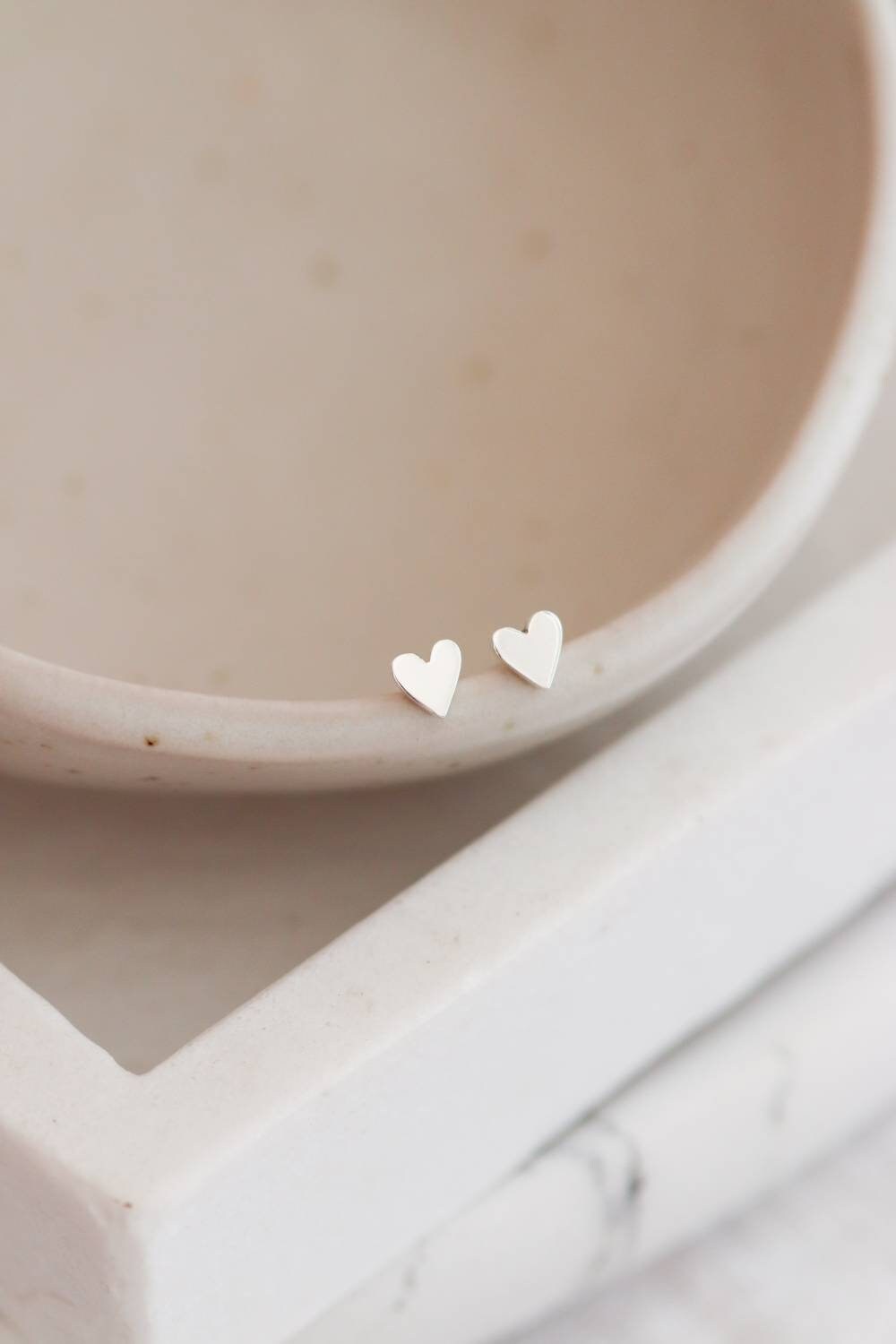 Tiny Hand-Pierced Silver Heart Studs