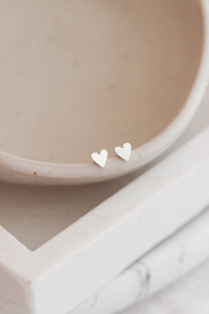 Tiny Hand-Pierced Silver Heart Studs