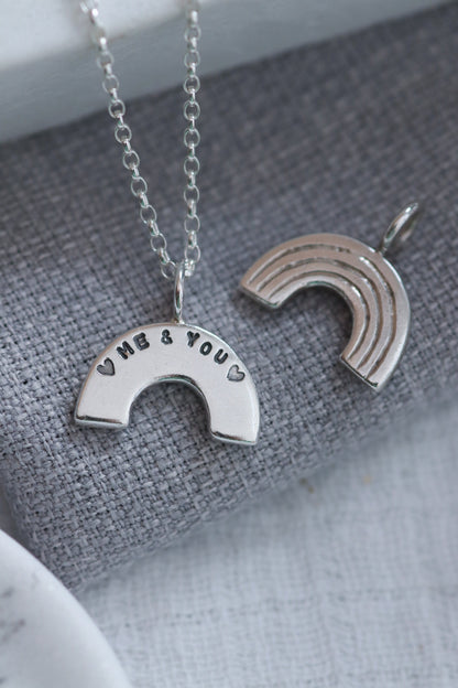 Personalised Silver Rainbow Necklace